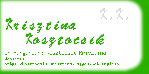 krisztina kosztocsik business card